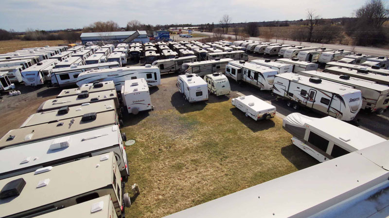 aerial view of dealership's lot